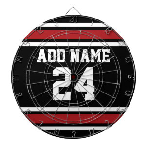Black and Red Sports Jersey Custom Name Number Dartboard