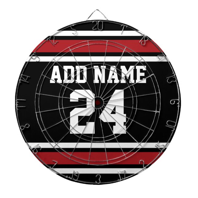 Black and Red Sports Jersey Custom Name Number Dartboard (Front)