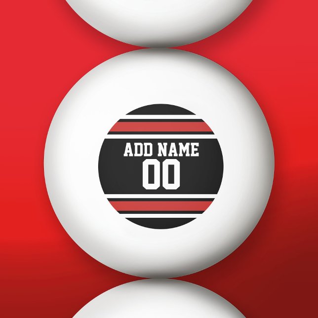 Black and Red Sports Jersey Custom Name Number Ping Pong Ball (Custom Ping Pong Balls)