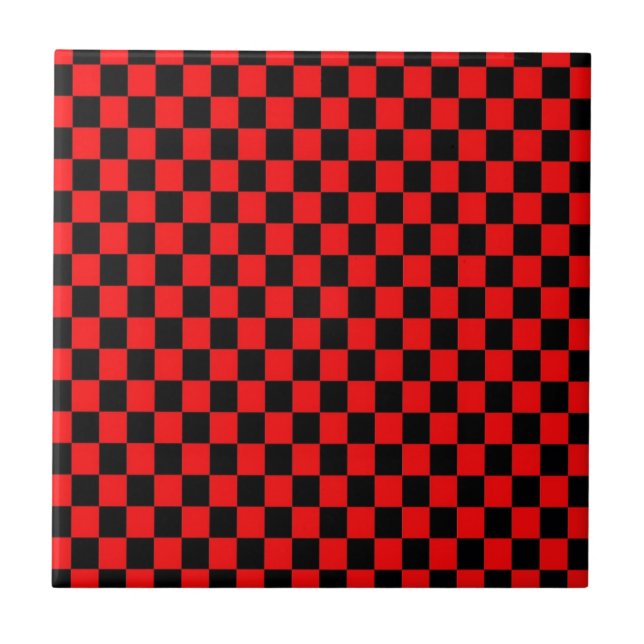 Black and Red Square design Ceramic Tile (Front)