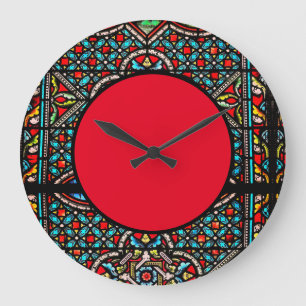 Black and Red Stained Glass Wall Clock