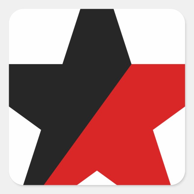 Black and Red Star Anarcho-Syndicalism Anarchism Square Sticker (Front)