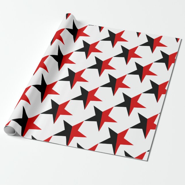 Black and Red Star Anarcho-Syndicalism Anarchism Wrapping Paper (Unrolled)