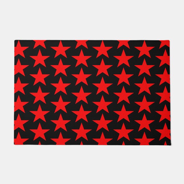 Black And Red Star Pattern Doormat (Front)