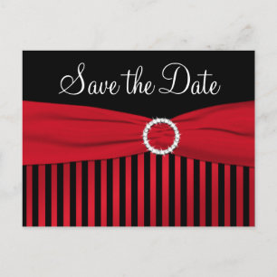 Black and Red Striped Save the Date Postcard