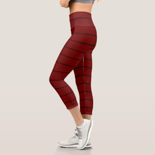Black and Red Stripes Capri Leggings