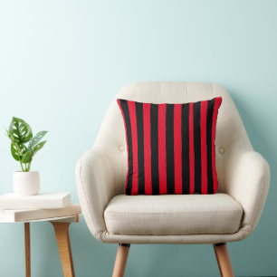 Black and Red Stripes Cushion