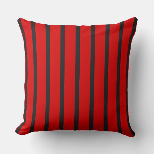 Black and Red Stripes Cushion (Front)