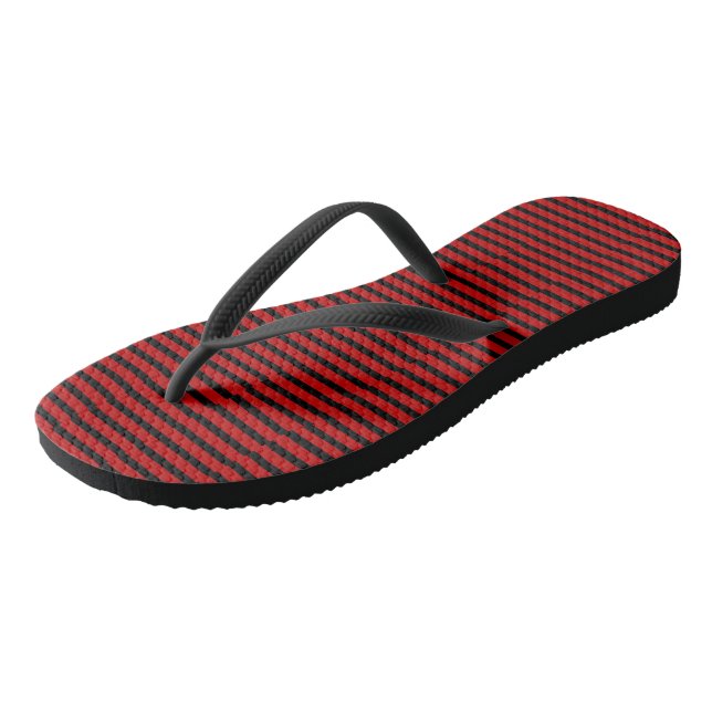 Black and Red Stripes Thongs (Angled)