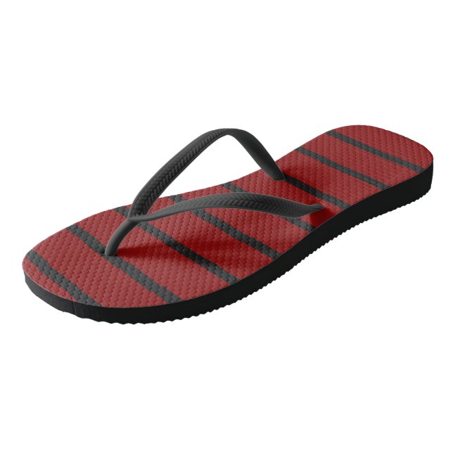 Black and Red Stripes Thongs (Angled)