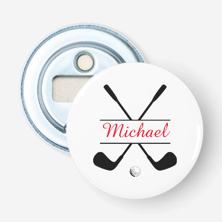 Black and Red Stylish Logo and Name Golf Player Bottle Opener