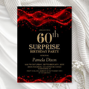 Black and Red Surprise 60th Birthday Party Invitation