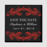 Black and Red Swirl Save The Date Magnet<br><div class="desc">Stylish vintage save the date magnet.  Fully customisable.  For custom requests contact seller on xayuk69@yahoo.com.</div>