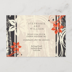 Black and Red Swirl Wedding Reception Card