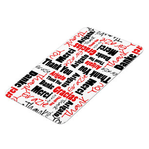 Black and Red Thank You Word Cloud Magnet