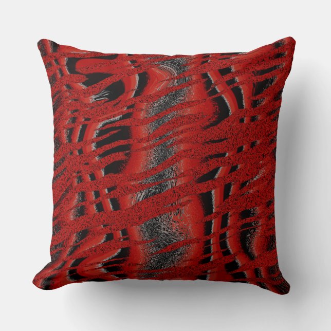Black and Red Tiger Abstract Cushion (Front)