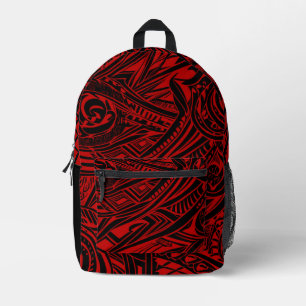 Black And Red Tribal Abstract  Printed Backpack