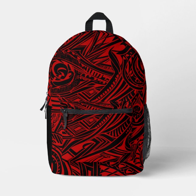 Black And Red Tribal Abstract  Printed Backpack (Front)