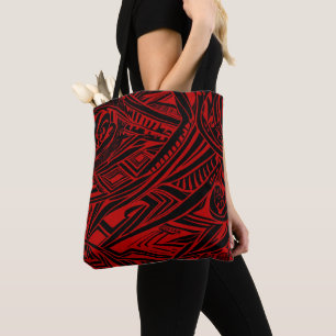Black And Red Tribal Abstract Tote Bag