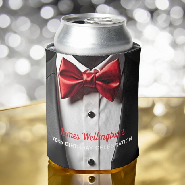 Black and Red Tuxedo Birthday Event Can Cooler (Creator Uploaded)