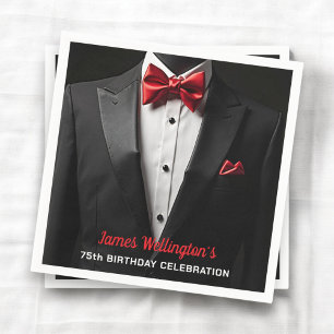 Black and Red Tuxedo Birthday Event Napkin