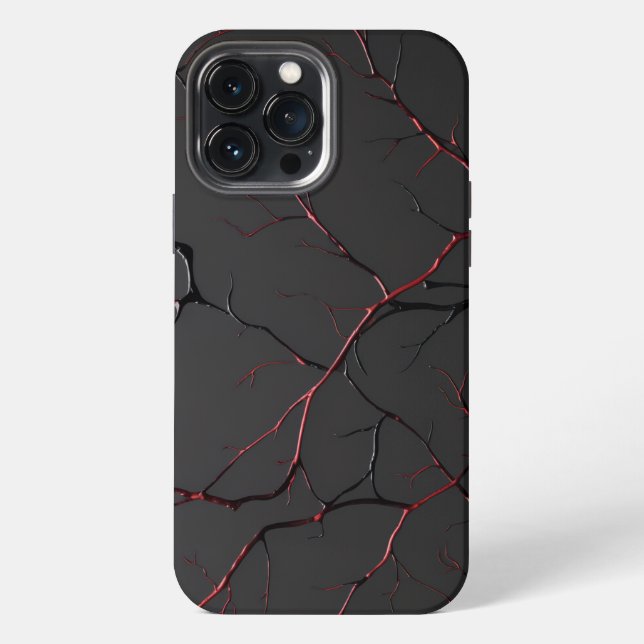 Black and Red Veins iPhone Case (Back)