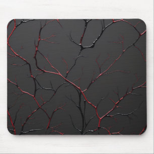 Black and Red Veins Mouse Pad