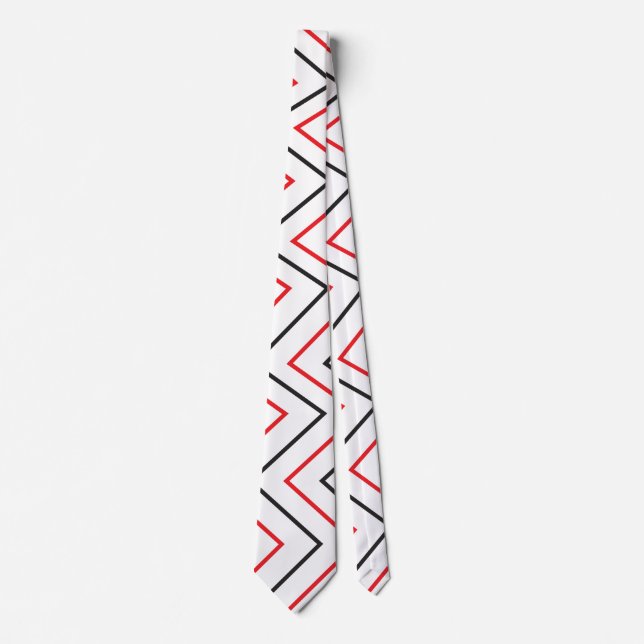 Black and Red Vertical Chevron Stripe Pattern Tie (Front)