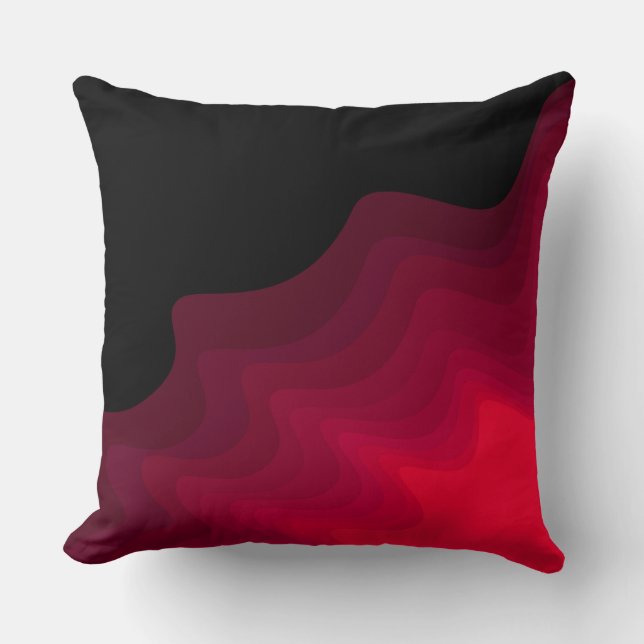 Black and red waves abstract painting Throw Pillow (Front)
