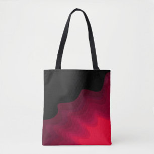 Black and red waves abstract painting tote bag