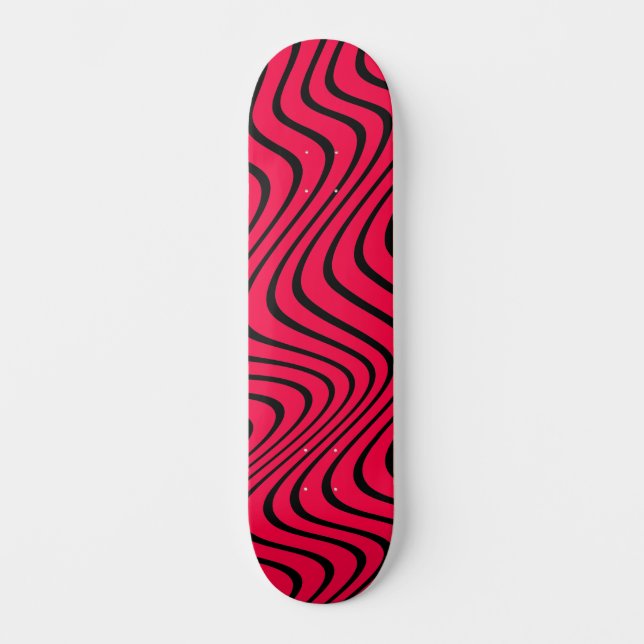black and red waves skateboard (Front)