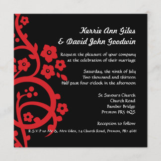 Black and Red Wedding Invitation