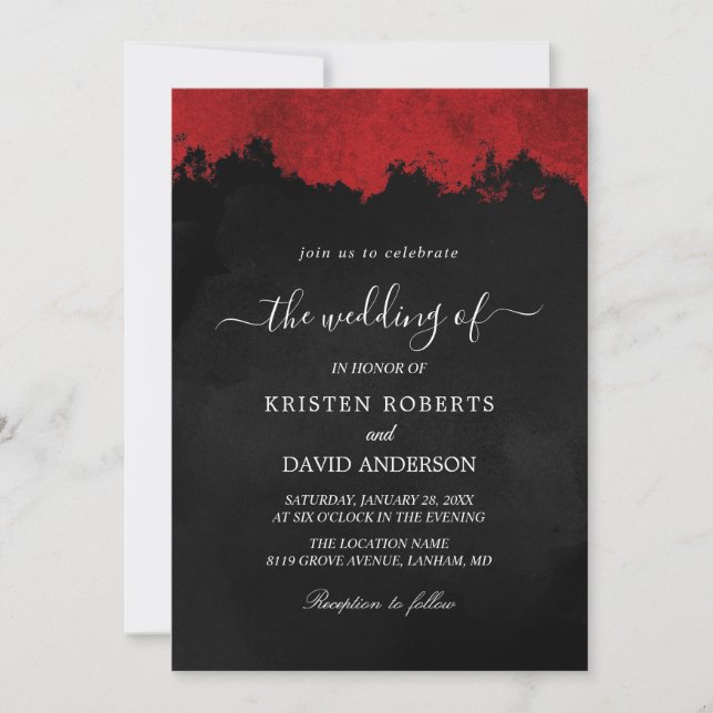 black and red wedding invitation (Front)