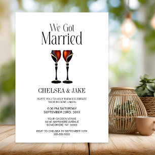 Black and Red Wine Goblets Wedding After Party Invitation
