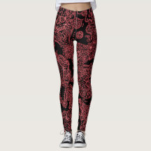 Black And Red Women's Skull Leggings