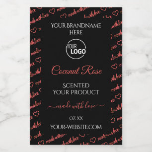 Black and Red Word Cloud Product Labels with Logo
