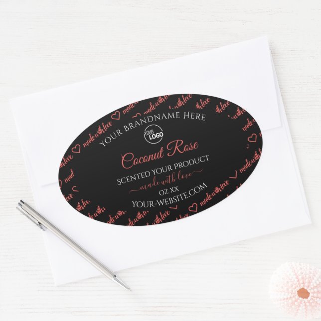 Black and Red Word Cloud Product Labels with Logo (Envelope)