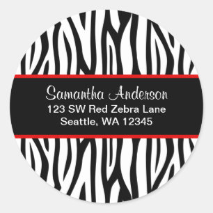 Black and Red Zebra Custom Address Label
