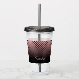 Black and Rose Dots Pattern Acrylic Tumbler