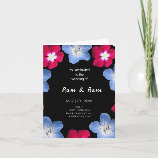 Black and rose flower  announcement (Front)