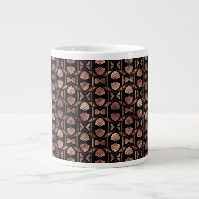 Black and Rose Gold Art Deco Jumbo Ceramic Mug (Front)