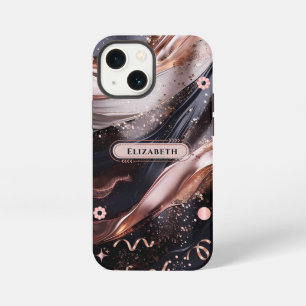 Black and Rose Gold Background Personalised Design iPhone 13 Mini Case