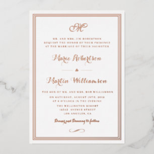 black and rose gold calligraphy wedding