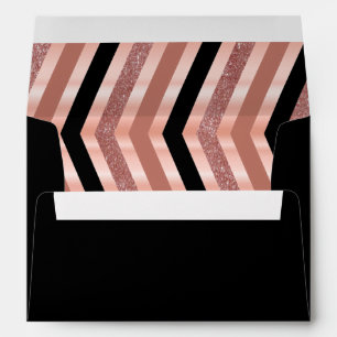 Black and Rose Gold Chevron Design Envelope
