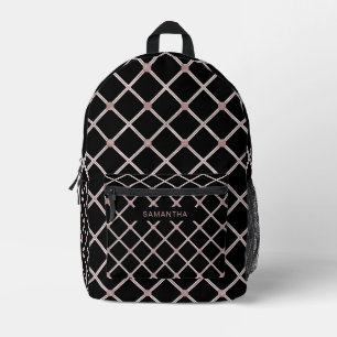 Black and Rose Gold Diamond Lines (3) Printed Backpack