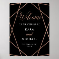 Black and Rose Gold Diamond Wedding Welcome