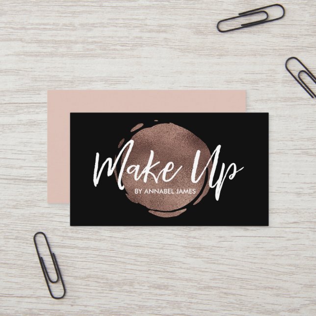 Black and rose gold foil business card (Front/Back In Situ)