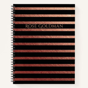 Black and Rose Gold Foil Personalised Notebook