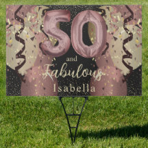 Black and Rose Gold Glitter 50th Birthday