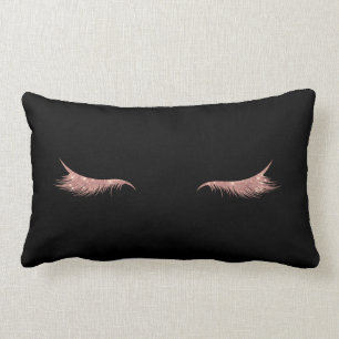 black and rose gold glitter lashes pillow